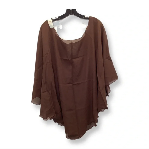Zuliana Brown L/XL Flowy Sheer Sleeve Cover Up a Top. Made in USA. New With Tags - Picture 2 of 4